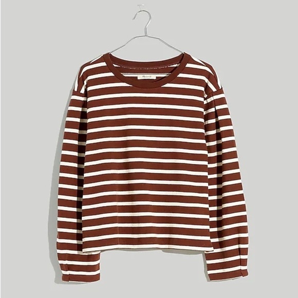 Madewell Brown and White Striped Long Sleeve/Sweater - Picture 7 of 7